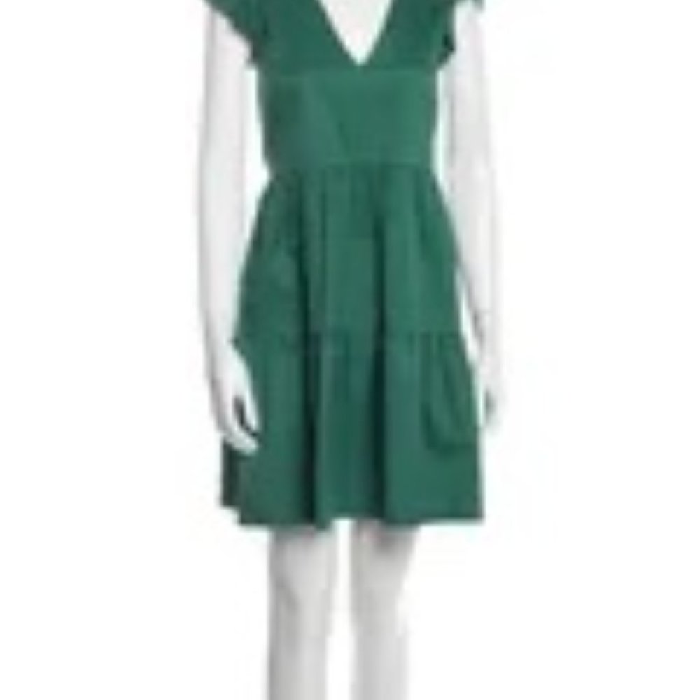 Hatch Collection, xs/0, green v-neck mini dress